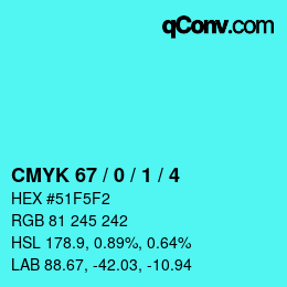 Color code: CMYK 67 / 0 / 1 / 4 | qconv.com