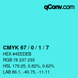 Color code: CMYK 67 / 0 / 1 / 7 | qconv.com