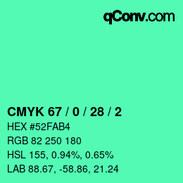 Color code: CMYK 67 / 0 / 28 / 2 | qconv.com