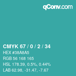 Color code: CMYK 67 / 0 / 2 / 34 | qconv.com