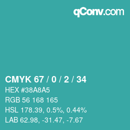 Color code: CMYK 67 / 0 / 2 / 34 | qconv.com