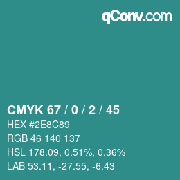 Farbcode: CMYK 67 / 0 / 2 / 45 | qconv.com
