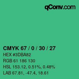 Color code: CMYK 67 / 0 / 30 / 27 | qconv.com