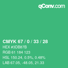 Color code: CMYK 67 / 0 / 33 / 28 | qconv.com