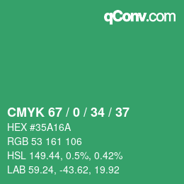 Color code: CMYK 67 / 0 / 34 / 37 | qconv.com