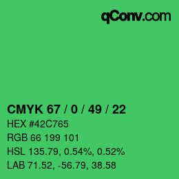 Color code: CMYK 67 / 0 / 49 / 22 | qconv.com