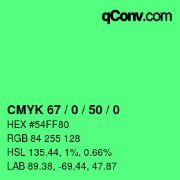 Código de color: CMYK 67 / 0 / 50 / 0 | qconv.com