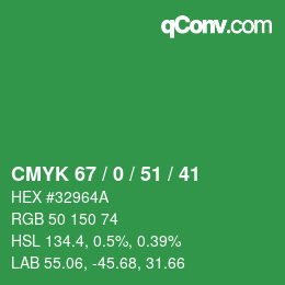 Color code: CMYK 67 / 0 / 51 / 41 | qconv.com