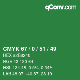 Color code: CMYK 67 / 0 / 51 / 49 | qconv.com