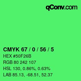 Color code: CMYK 67 / 0 / 56 / 5 | qconv.com