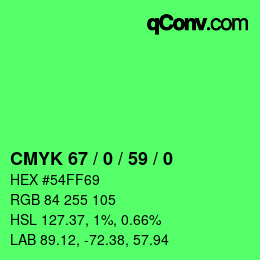 Color code: CMYK 67 / 0 / 59 / 0 | qconv.com