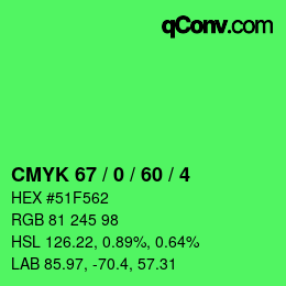 Color code: CMYK 67 / 0 / 60 / 4 | qconv.com