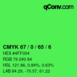カラーコード: CMYK 67 / 0 / 65 / 6 | qconv.com