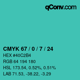 Color code: CMYK 67 / 0 / 7 / 24 | qconv.com