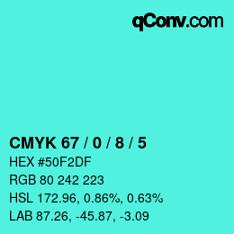 Color code: CMYK 67 / 0 / 8 / 5 | qconv.com