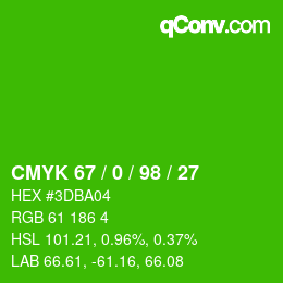 Color code: CMYK 67 / 0 / 98 / 27 | qconv.com