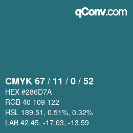 Código de color: CMYK 67 / 11 / 0 / 52 | qconv.com