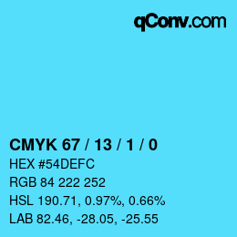 Color code: CMYK 67 / 13 / 1 / 0 | qconv.com
