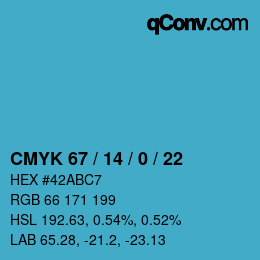 颜色代码: CMYK 67 / 14 / 0 / 22 | qconv.com