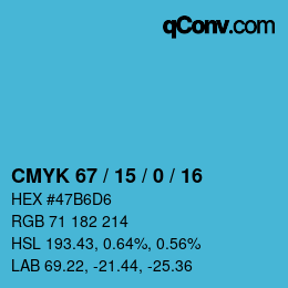 Color code: CMYK 67 / 15 / 0 / 16 | qconv.com