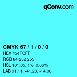 Color code: CMYK 67 / 1 / 0 / 0 | qconv.com