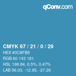 Color code: CMYK 67 / 21 / 0 / 29 | qconv.com