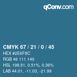 Color code: CMYK 67 / 21 / 0 / 45 | qconv.com