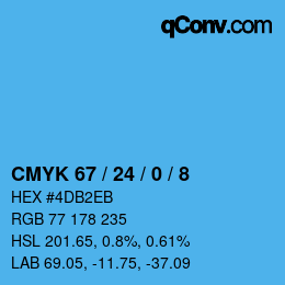 Color code: CMYK 67 / 24 / 0 / 8 | qconv.com