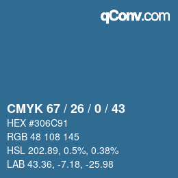 Color code: CMYK 67 / 26 / 0 / 43 | qconv.com