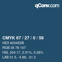 カラーコード: CMYK 67 / 27 / 0 / 58 | qconv.com