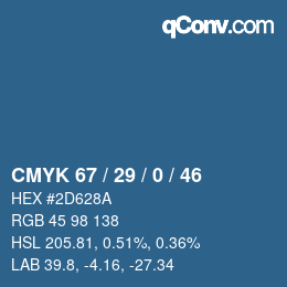 Color code: CMYK 67 / 29 / 0 / 46 | qconv.com