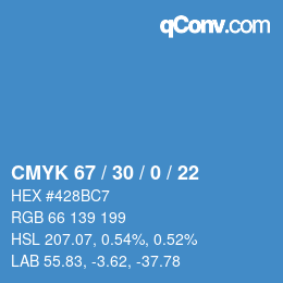 カラーコード: CMYK 67 / 30 / 0 / 22 | qconv.com