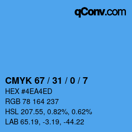 Farbcode: CMYK 67 / 31 / 0 / 7 | qconv.com