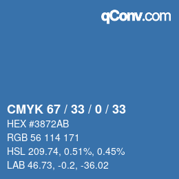 カラーコード: CMYK 67 / 33 / 0 / 33 | qconv.com