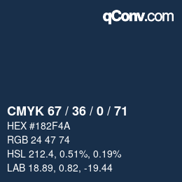Color code: CMYK 67 / 36 / 0 / 71 | qconv.com