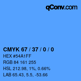 カラーコード: CMYK 67 / 37 / 0 / 0 | qconv.com