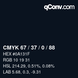 Color code: CMYK 67 / 37 / 0 / 88 | qconv.com