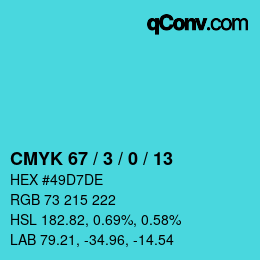 Color code: CMYK 67 / 3 / 0 / 13 | qconv.com