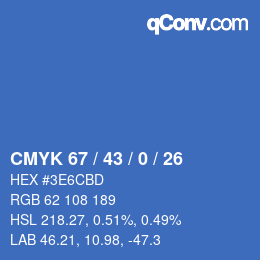 Farbcode: CMYK 67 / 43 / 0 / 26 | qconv.com