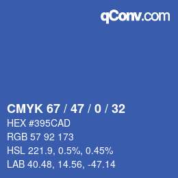 Color code: CMYK 67 / 47 / 0 / 32 | qconv.com