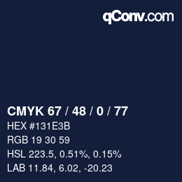 Color code: CMYK 67 / 48 / 0 / 77 | qconv.com