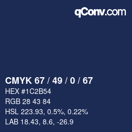 Color code: CMYK 67 / 49 / 0 / 67 | qconv.com
