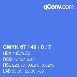 Color code: CMYK 67 / 49 / 0 / 7 | qconv.com