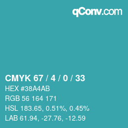 カラーコード: CMYK 67 / 4 / 0 / 33 | qconv.com
