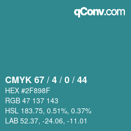 カラーコード: CMYK 67 / 4 / 0 / 44 | qconv.com
