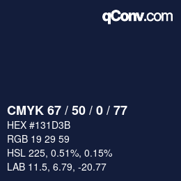 Color code: CMYK 67 / 50 / 0 / 77 | qconv.com