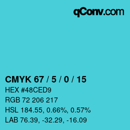 Color code: CMYK 67 / 5 / 0 / 15 | qconv.com