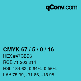 Código de color: CMYK 67 / 5 / 0 / 16 | qconv.com