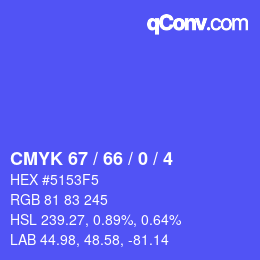 Color code: CMYK 67 / 66 / 0 / 4 | qconv.com