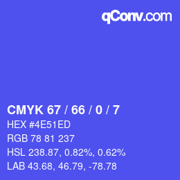Color code: CMYK 67 / 66 / 0 / 7 | qconv.com